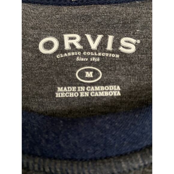 Orvis Sz Med Classic Collection Ragland Sleeve Gray/Blue Logo Pullover - Picture 2 of 8